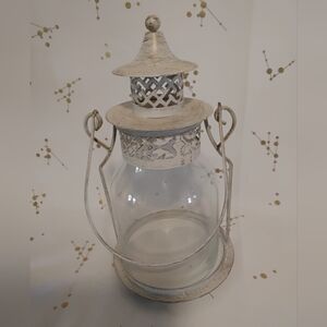 Rustic Cream Lantern Candle Holder